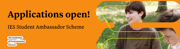 Orange banner including picture of student with text "Applications now open! IES Student Ambassador Scheme"
