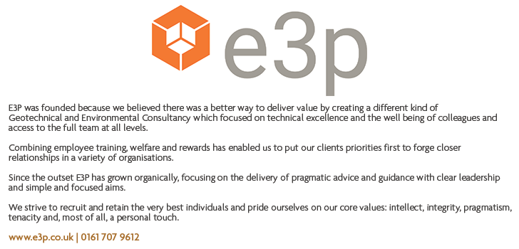 e3p logo and description including contact number 01617079612