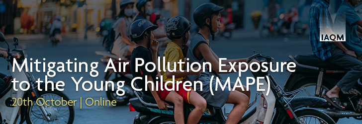 Photo of children on motorbikes with words Mitigating Air Pollution Exposure to the Young Children (MAPE) October 20th Online