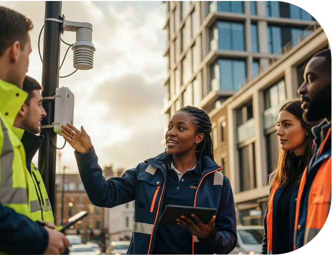 An air quality specialist in an urban setting