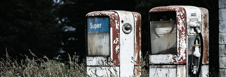 Two disused petrol pumps