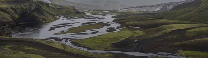 Aerial photograph of river valley