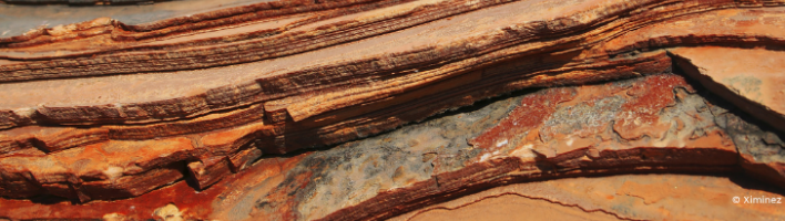 Close-up layers of red rock