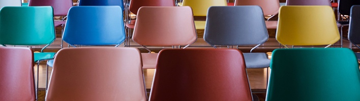 Rows of colourful chairs