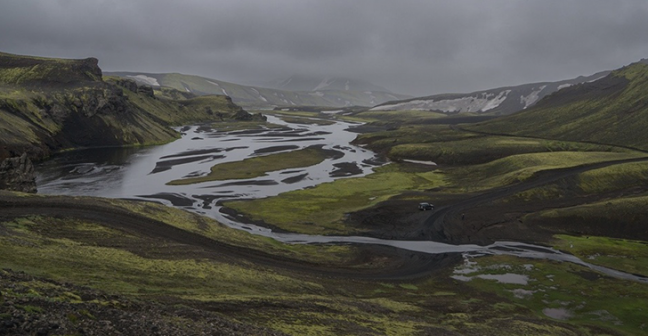 Aerial photograph of river valley