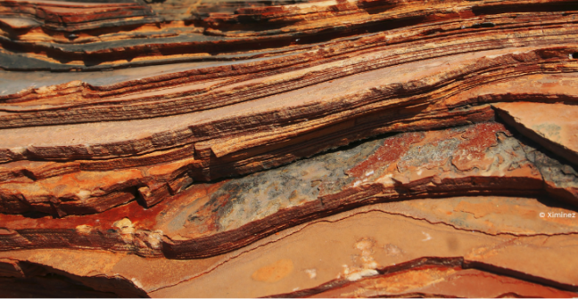 Close-up layers of red rock