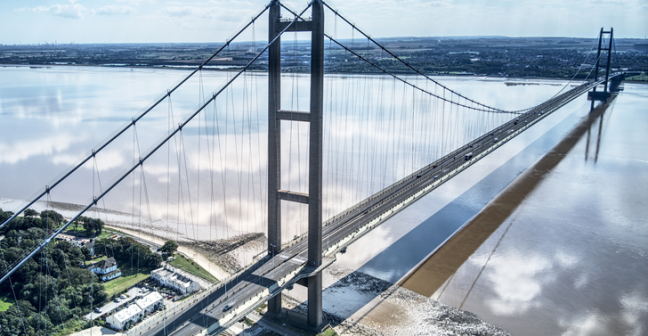 A view of Humber Bridge from above