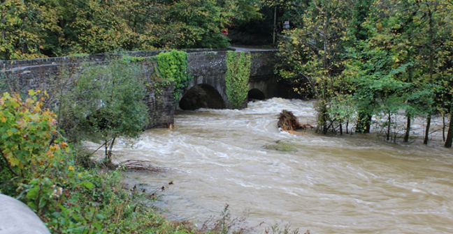 Photo of a river flooding