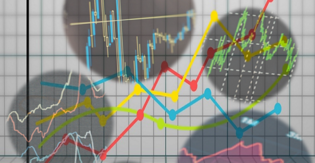 graph showing trend overlaid with four other graphs indicating megatrends