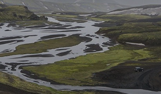 Aerial photograph of river valley