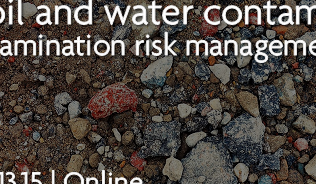 soil with stones in it and overlaid text "Emerging soil and water contaminants in land contamination risk management, 16th May | 12.30-13.15 | Online"