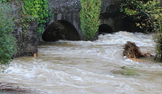 Photo of a river flooding