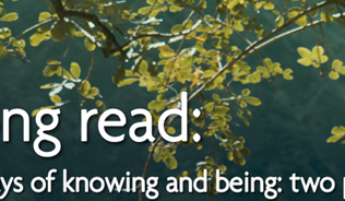 Leaves on a tree with overlaid text: "IES long read: different ways of knowing and being: two perspectives"