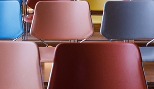 Rows of colourful chairs