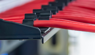 A photograph of red wires