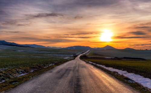 Road travelling towards the horizon
