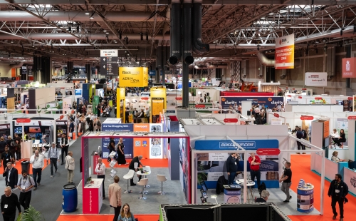 Aerial photograph of exhibitor stalls at ESS Expo