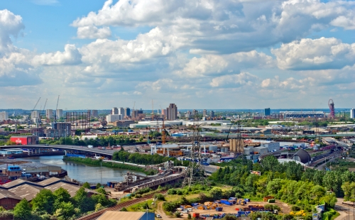 Aerial view of the Olympic Stadium in Queen Elizabeth Olympic Park, London 