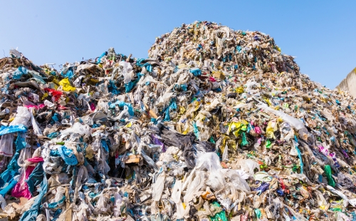 Mountain of colourful plastic waste