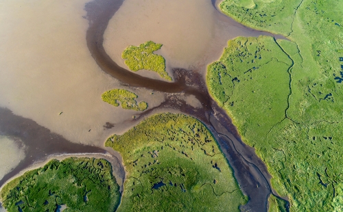Aerial view over the Findhorn Estuary