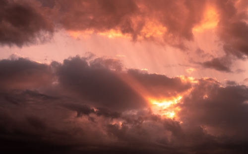 Orange red clouds sunset
