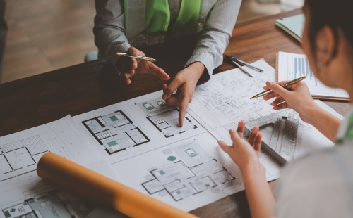Architects working on a building plan