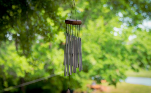 Wind chime in garden 