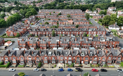 Several roads of crowded houses in the UK
