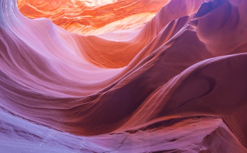 Twisting antelope canyon paints a complex pattern