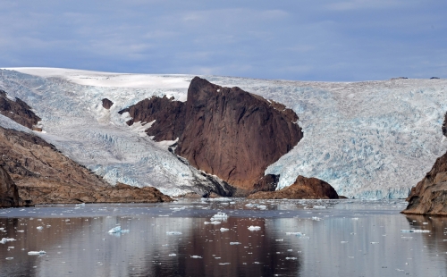 Glacier in the mountains in Southern Greenland