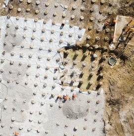 Aerial view of construction site