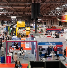 Aerial photograph of exhibitor stalls at ESS Expo