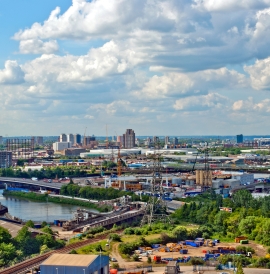 Aerial view of the Olympic Stadium in Queen Elizabeth Olympic Park, London 