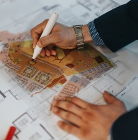 Urban planner working on a design 