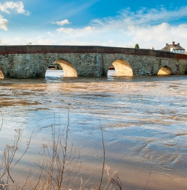 Twyford bridge on the river medway during a flood