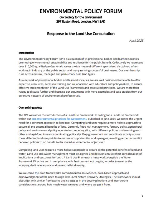 EPF response to land use consultation
