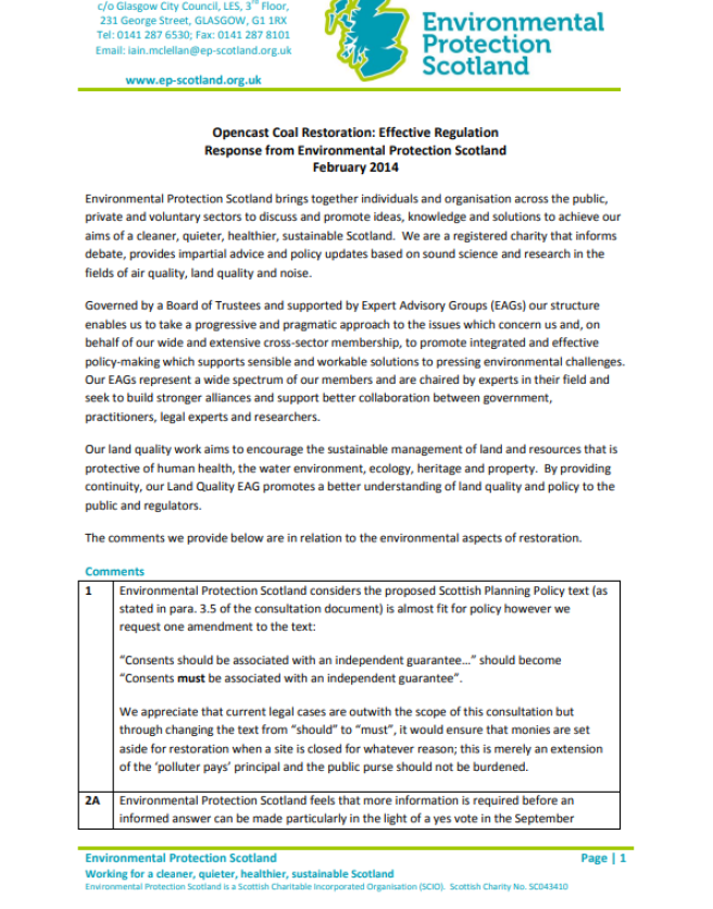 Cover of EPS Opencast letter