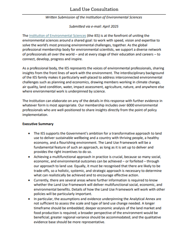 Cover of land use consultation response