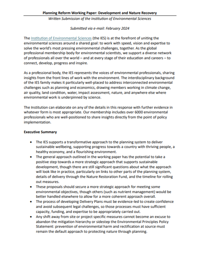 Cover of planning reform response