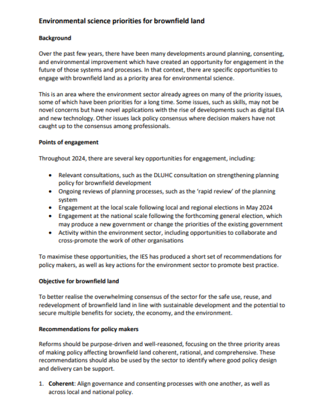 Cover of Brownfield Priorities Briefing