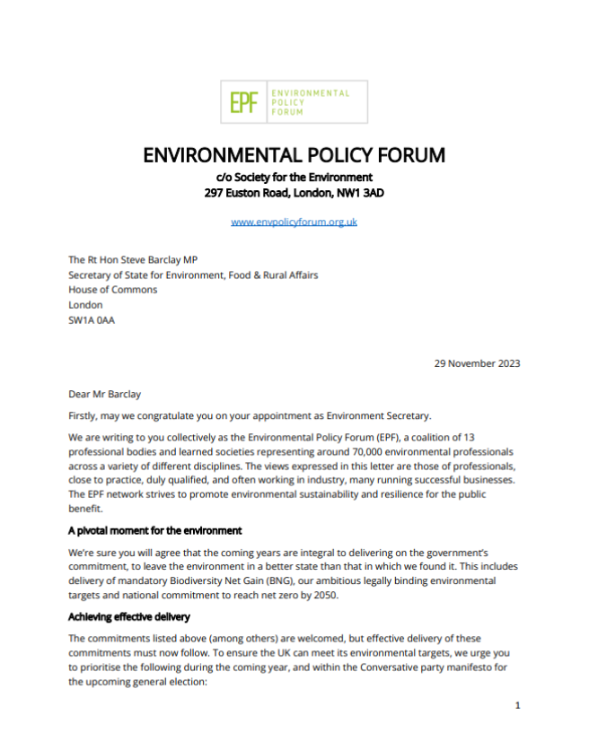 Cover of letter to Steve Barclay