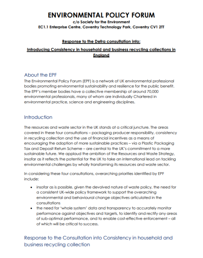 EPF letter on reforming recycling